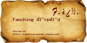 Fasching Árpád névjegykártya
